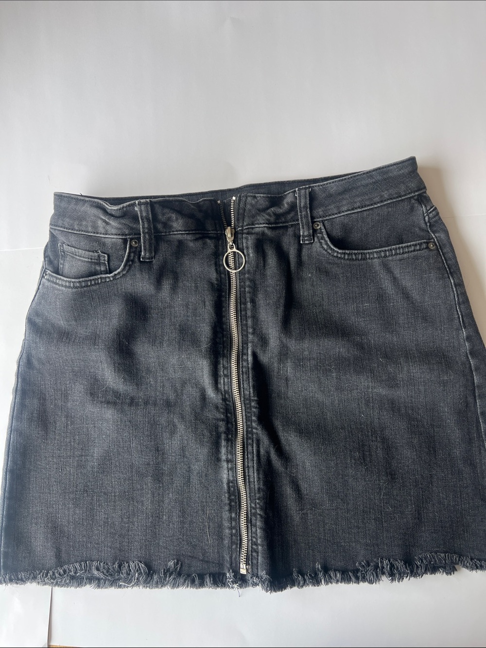Arizona Jean Company Black Denim Mini Skirt with Front Zip
